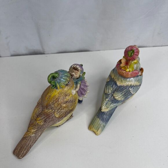 Fairy Bird Figurines Set of 2-Fairy Garden-Resin Whimsical Knick Knack Decor - Picture 3 of 10